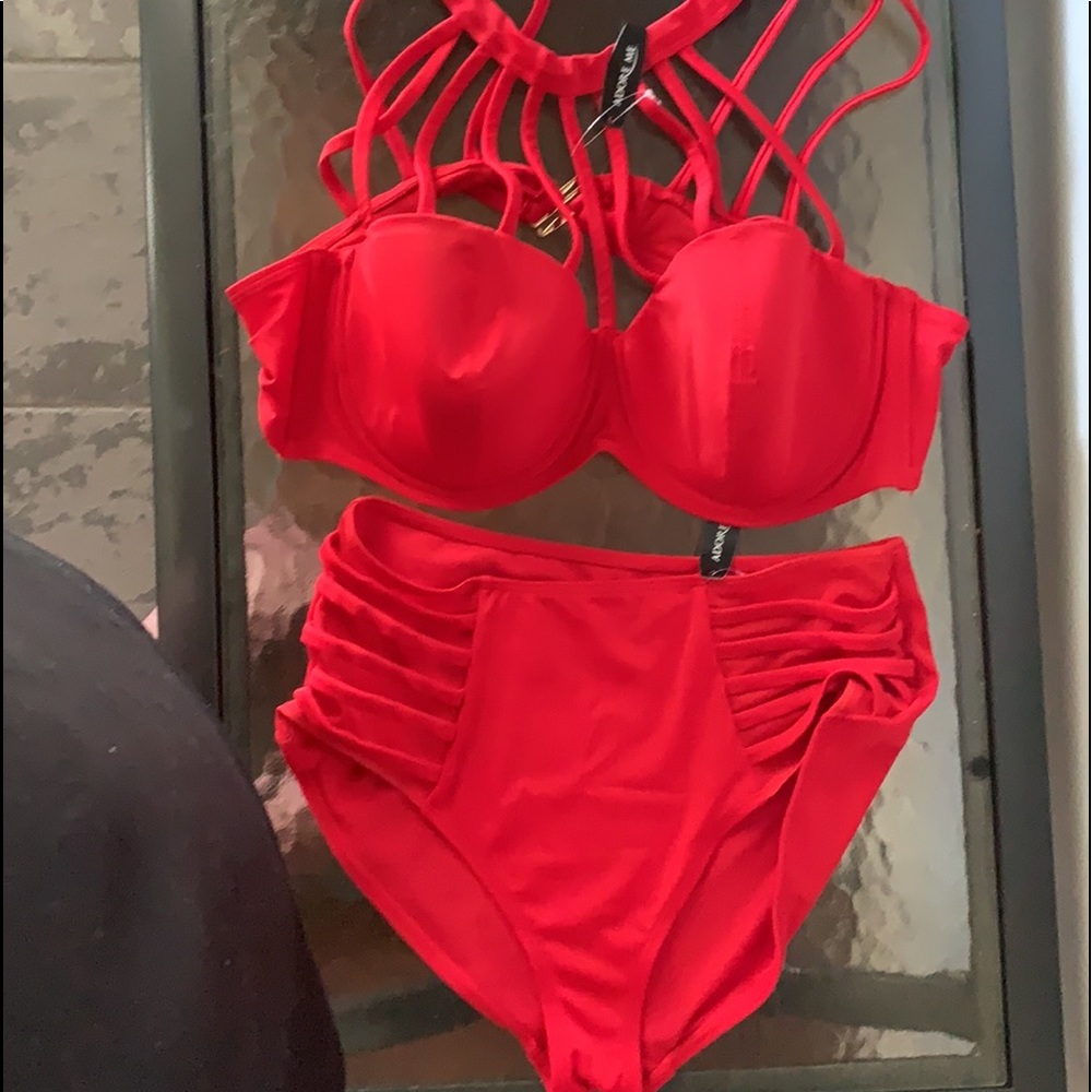 Adore me 2 piece NWT red swim wear